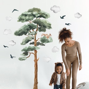 Tree Wall Decal, Tree Wall Sticker Nursery, Woodland Wall Decal for Kids room, Nursery wall stickers