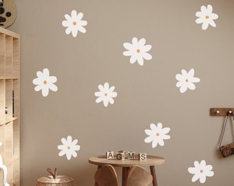 Daisy Flower Wall Decals, Boho Nursery Decor