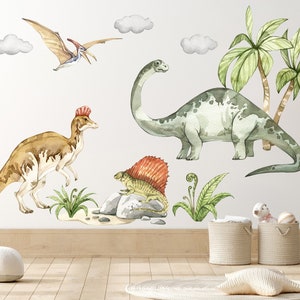 Dino Wall Decal, Dinosaur vinyl decal , Dinosaur wall stickers, Jurassic World in boy room, Dinosaur stickers, Kids wall sticker