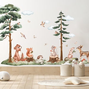 Forest Wall Decal, Tree Wall Decal, Wall Decal for Children's Room, Animals Wall Sticker Nursery