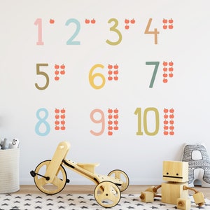 Nursery Rainbow Numbers Wall Sticker , Playroom Wall Decal,  Kids Educational Wall Decor