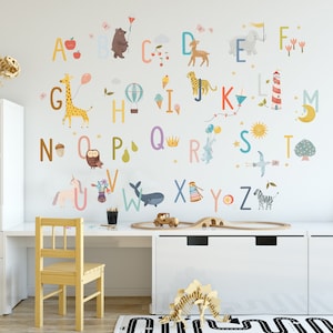 Alphabet Wall Decal, Educational ABC Wall Sticker for Kids,  Letters Nursery Decal