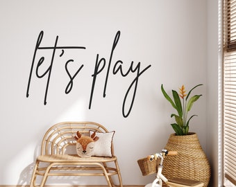 Playroom Vinyl Decal, Kids Let's Play Sign, Nursery Wall Letters Decor