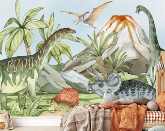 Dinosaur Wallpaper, Peel and Stick Wallpaper Dinosaur, Kids Wall Mural, Nursery Wallpaper
