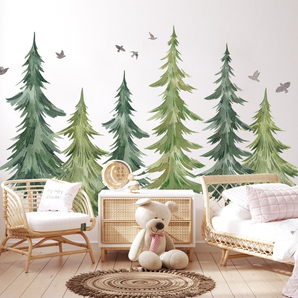 Tree Wall Decal, Forest Wall Decal,  Large Tree Wall Sticker, Nursery Wall Decal, Peel and Stick Tree Decal