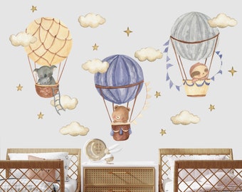 Hot Air Balloon Decals, Air Balloon Sticker Nursery, Playroom Wall Decal, Kids Wall Decal