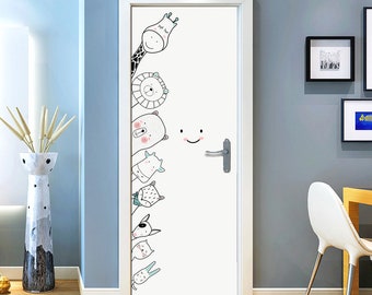 Door Sticker for Kids, Animals Safari Kids Wall Decal, Nursery Room Decor