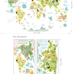 World Map Wall Decal, Animal World Map Decal, Kids World Map Decal ...