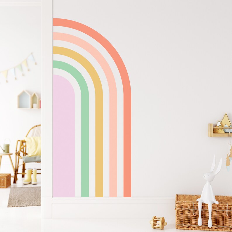 Pastel Rainbow Wall Decal Half Rainbow Wall Sticker Nursery - Etsy