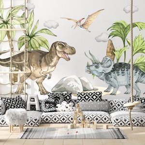 Dinosaur wall decal big set, Dinosaur wall stickers, Jurassic World in boy room, Dinosaur stickers, Dino Wall Decal, Kids wall sticker