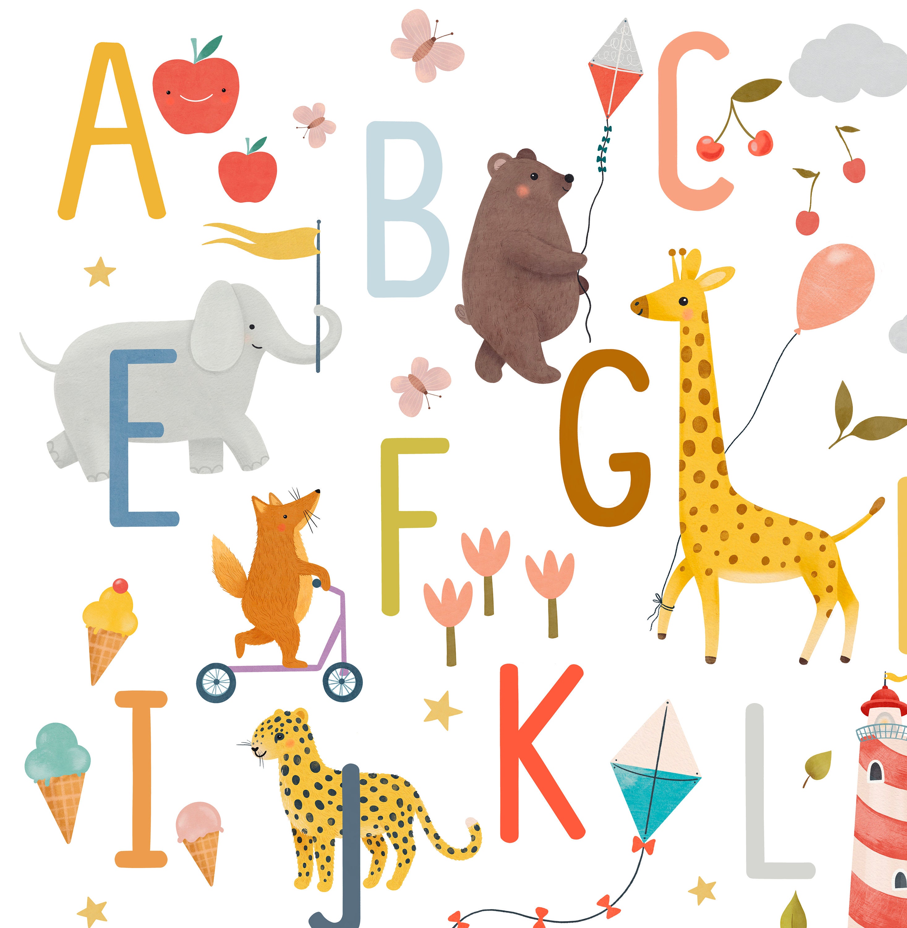 ABC Alphabet Wall Decal - Educational Nursery Decor, Removable Vinyl ...