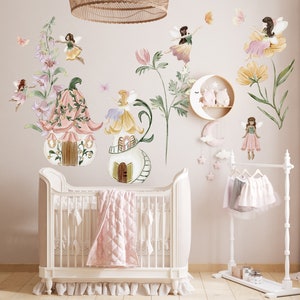 Fairy Wall Decal, Watercolor Fairies Wall Decal, Nursery Fairytale ...