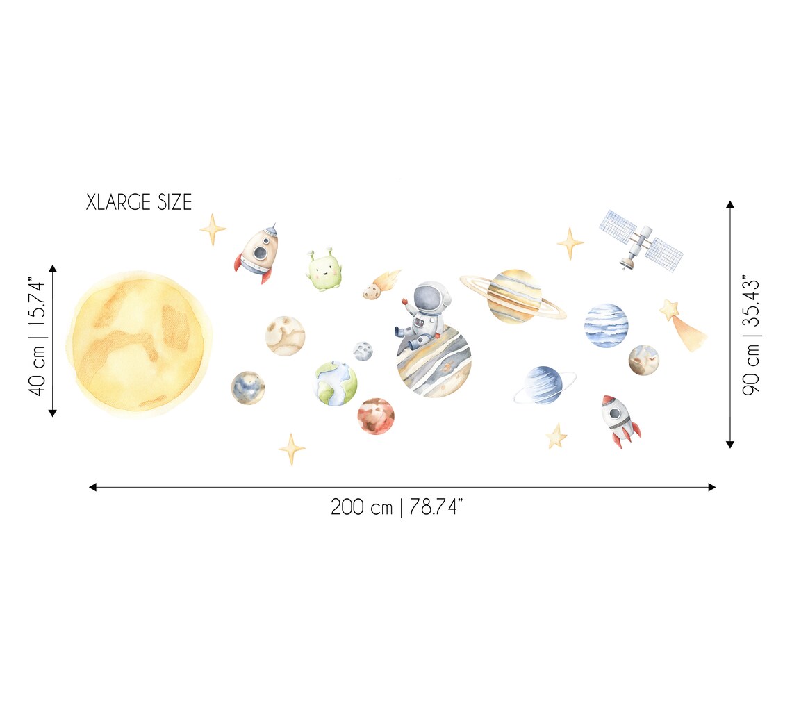Solar System Wall Decal Space Wall Decal Solar System Decor Etsy