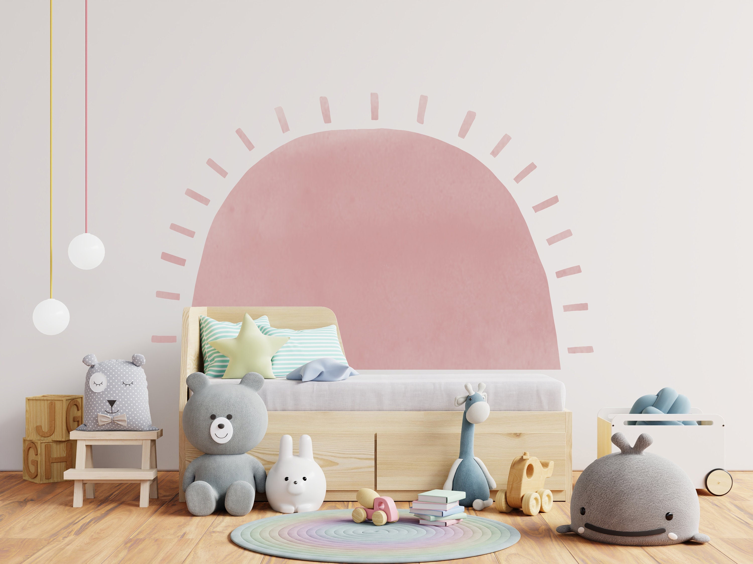 Boho Watercolor Sun Wall Decal, Kids Nursery Decor - Etsy