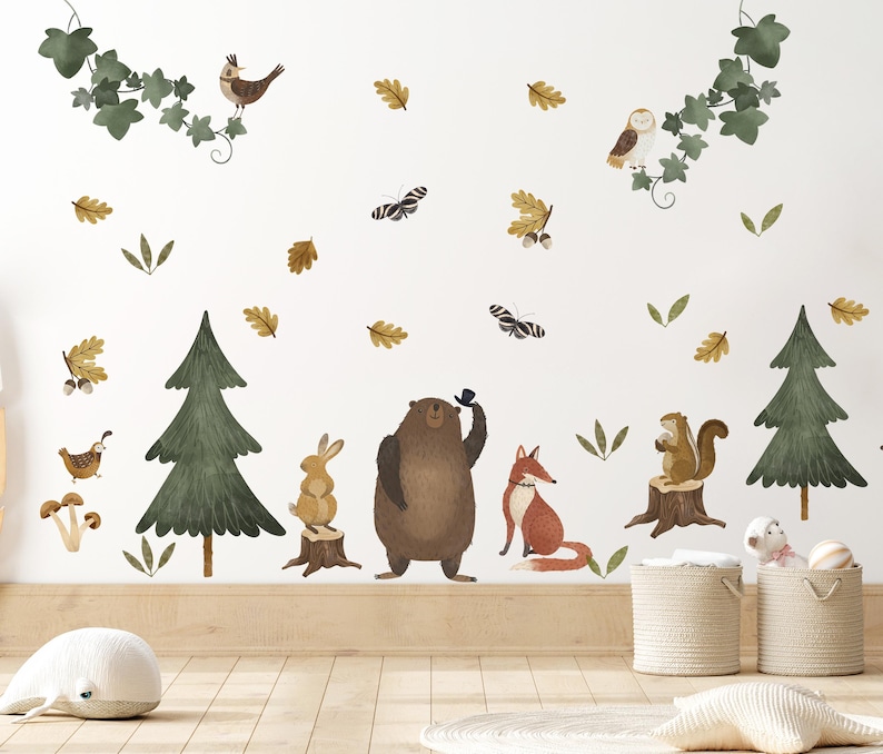 Woodland Wall Decals, Forest Animal Wall Stickers , Removable Nursery ...