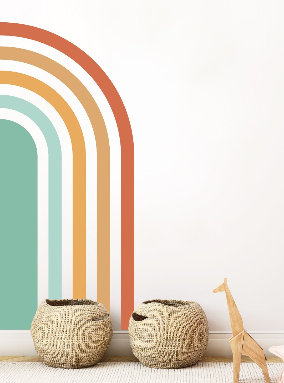 Pastel Rainbow Wall Decal, Half Rainbow Wall Sticker, Nursery Playroom