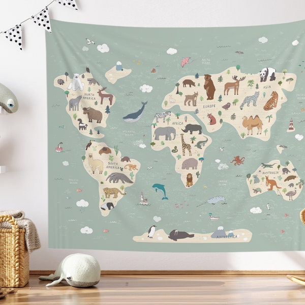 World Map Tapestry Etsy