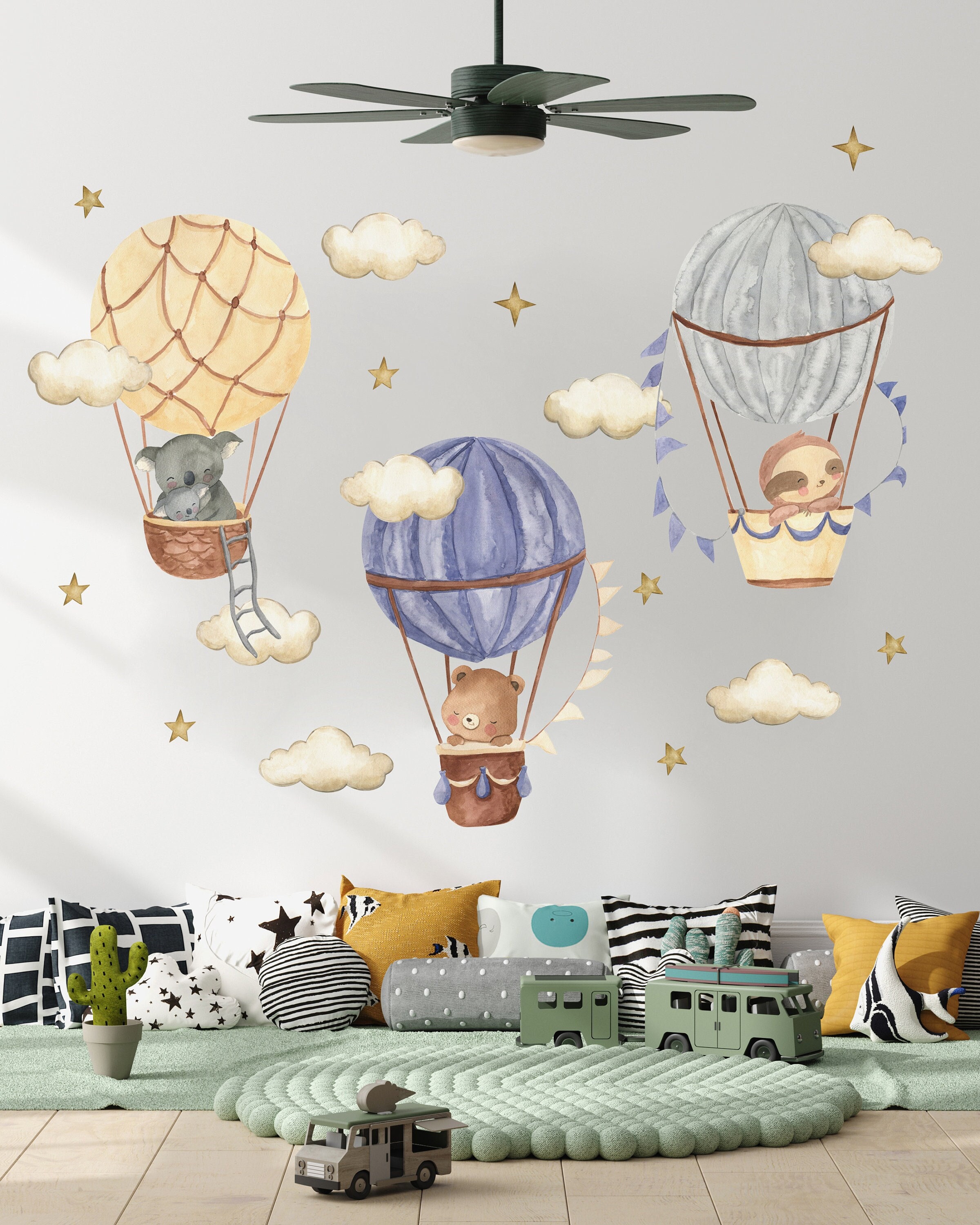 Hot Air Balloon Wall Decals: Nursery Playroom Decor - Etsy