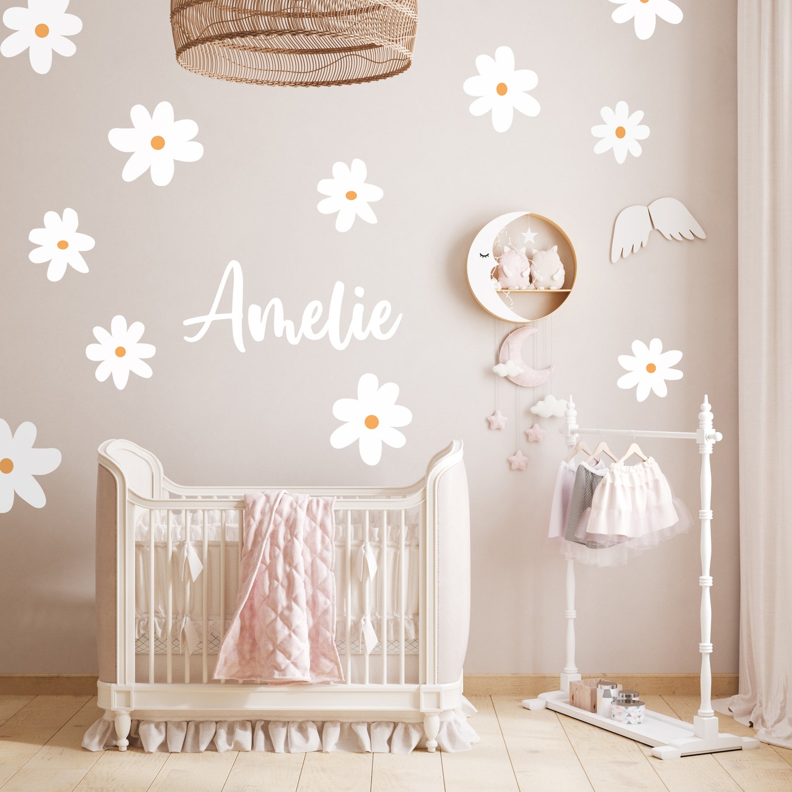 Daisy Wall Decal, Flower Wall Decals, Daisy Boho Wall Stickers,nursery ...