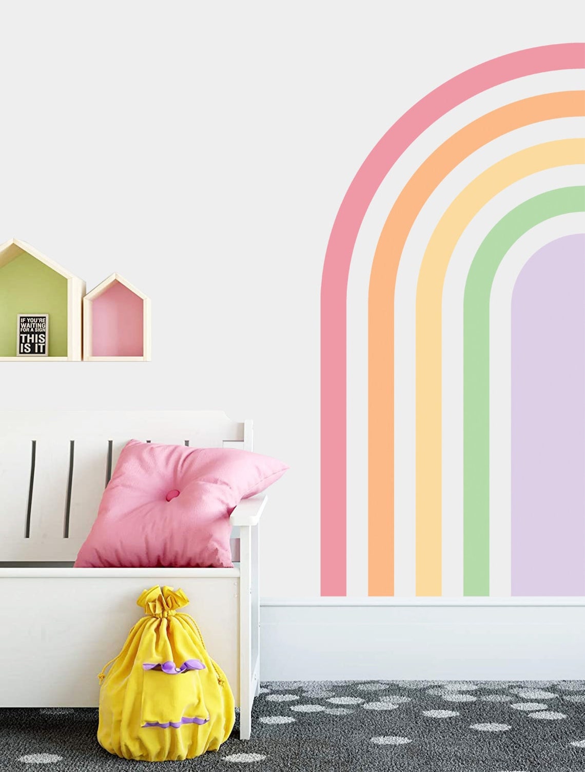 Pastel Rainbow Wall Decal, Half Rainbow Wall Sticker, Nursery Playroom ...