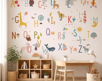 ABC Alphabet Wall Decal - Educational Nursery Decor, Removable Vinyl Sticker for Kids Room