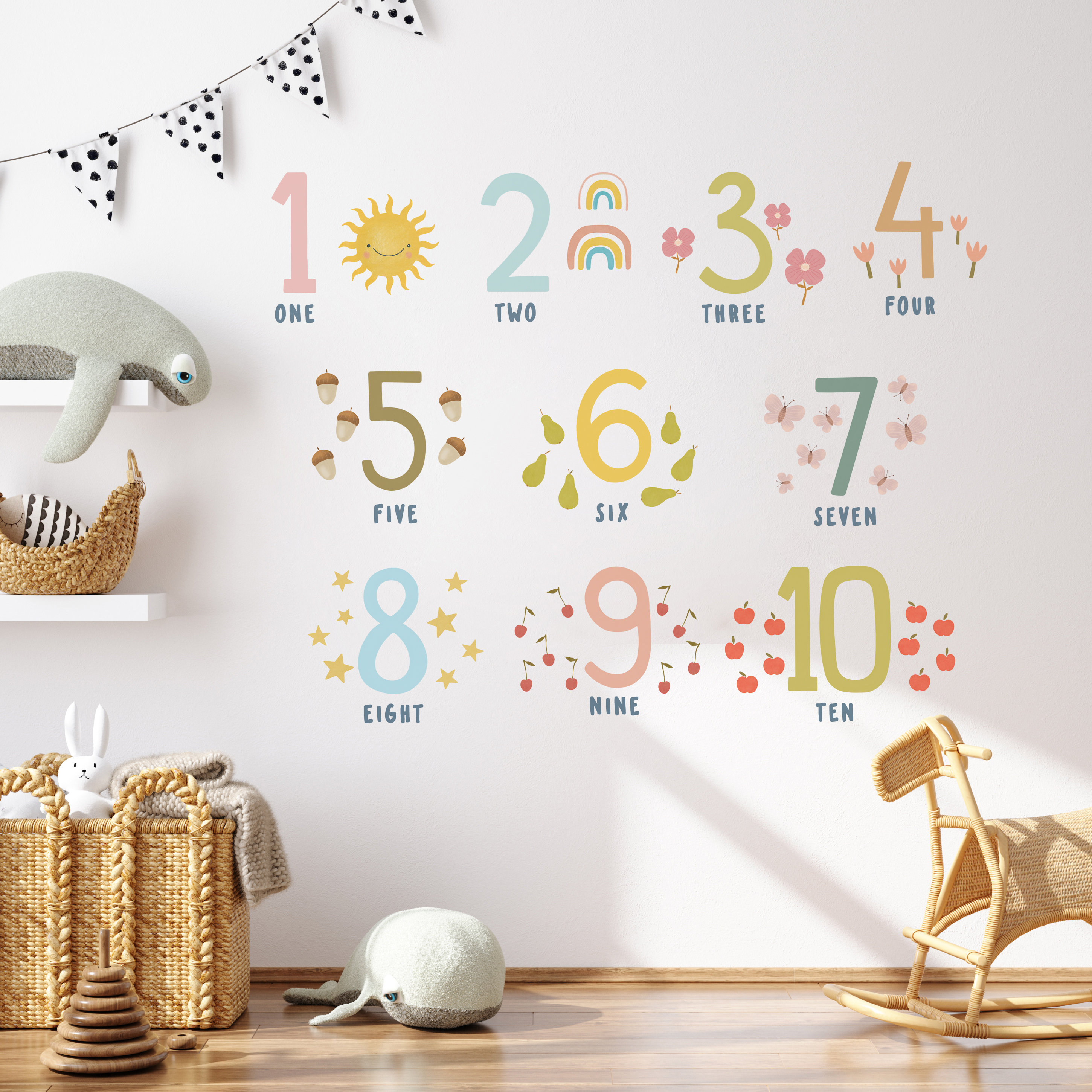 Nursery Rainbow Numbers Wall Sticker , Playroom Wall Decal, Kids ...