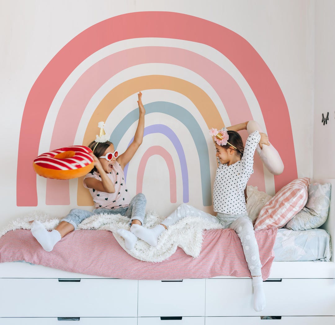 Pastel Rainbow Wall Decal: Boho Nursery Watercolor Stickers - Etsy
