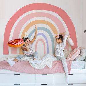 Pastel Rainbow Decal, Nursery Stickers Big Rainbow, Pastel Rainbow Wall Decal, Boho Rainbow Wall Art, Rainbow Watercolor Wall Decal