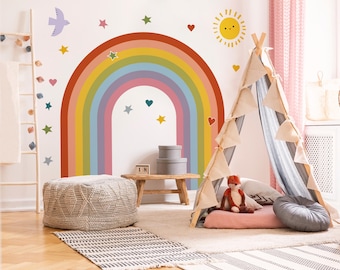 Pastel Colorful Rainbow Nursery Wall Decal, Removable Peel & Stick Sticker
