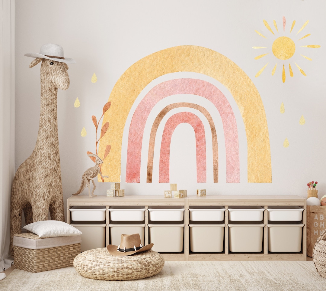 Pastel Rainbow Wall Decal: Boho Nursery Mural - Etsy
