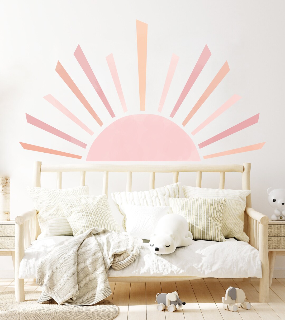 Boho Kids Sun Wall Decal, Headboard Nursery Decor, Scandinavian ...