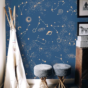 Star Cluster Galaxy Wallpaper, Space Wallpaper, Kids Wallpaper Peel and Stick, Nursery Removable Wallpaper