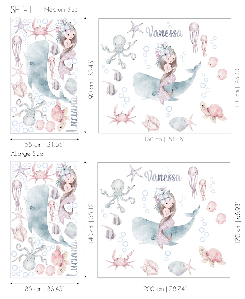 Mermaid Kids Wall Decal, Under the Sea Nursery Stickers, Ocean ...