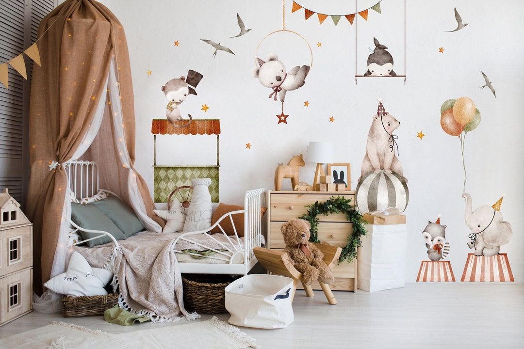 Circus Animal Wall Decal, Playroom Kids Wall Decal , Kids Wall Decal