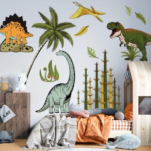 Dinosaur wall decal big set, Dinosaur wall stickers, Jurassic World in boy room, Dinosaur stickers, Dino Wall Decal, Kids wall sticker