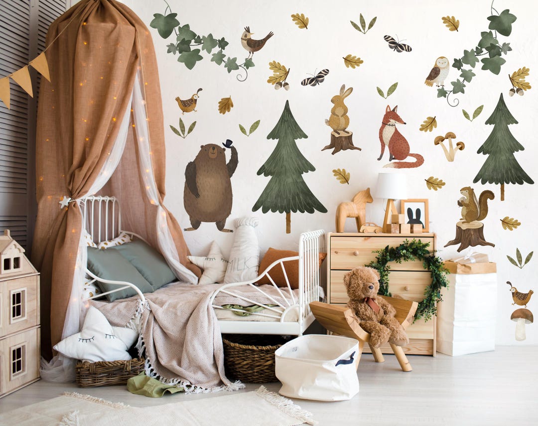 Woodland Wall Decals, Forest Animal Wall Stickers , Removable Nursery ...