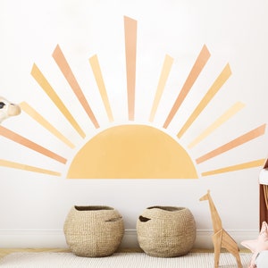 Boho Wall Decal, Boho Kids Sun Wall Decal, Boho Headboard Nursery Decor, Scandinavian Nursery, Watercolor Sun Sticker image 4