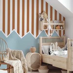 Bold Striped Nursery Wallpaper, Modern Stripe Wall Mural, Classic Vertical Stripes, Peel and Stick Wallpaper, Minimalist Striped Decor