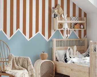 Bold Striped Nursery Wallpaper, Modern Stripe Wall Mural, Classic Vertical Stripes, Peel and Stick Wallpaper, Minimalist Striped Decor