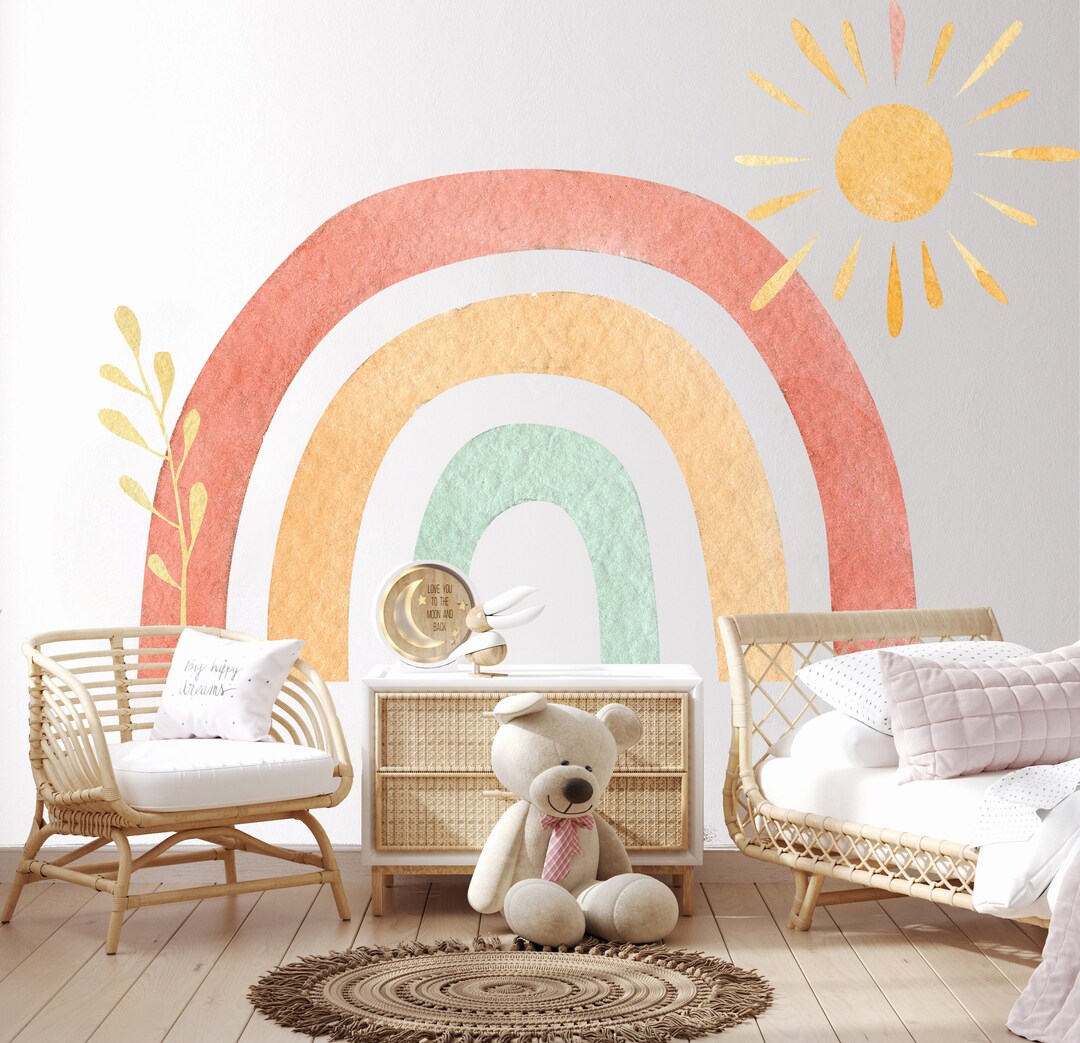 Pastel Rainbow Wall Decal: Boho Nursery Sticker, Kids Room Decor - Etsy