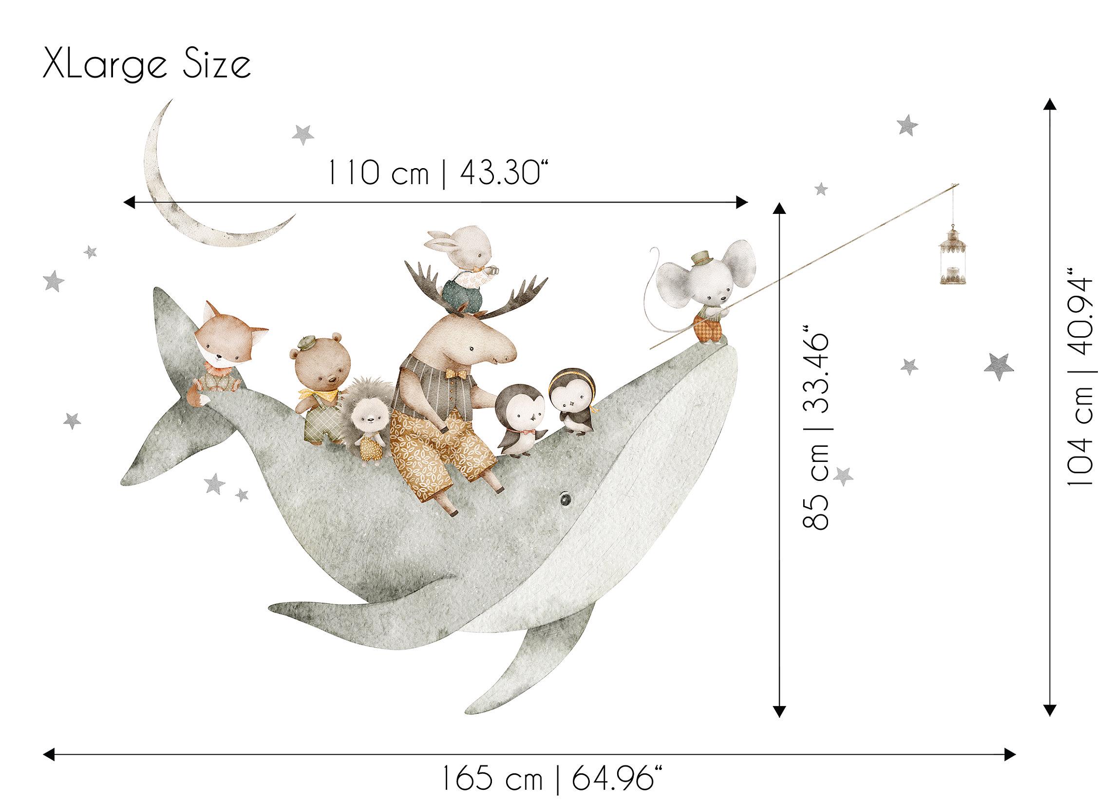 Whale Ocean Animals Nursery Wall Decal Set, Under the Sea Watercolor ...