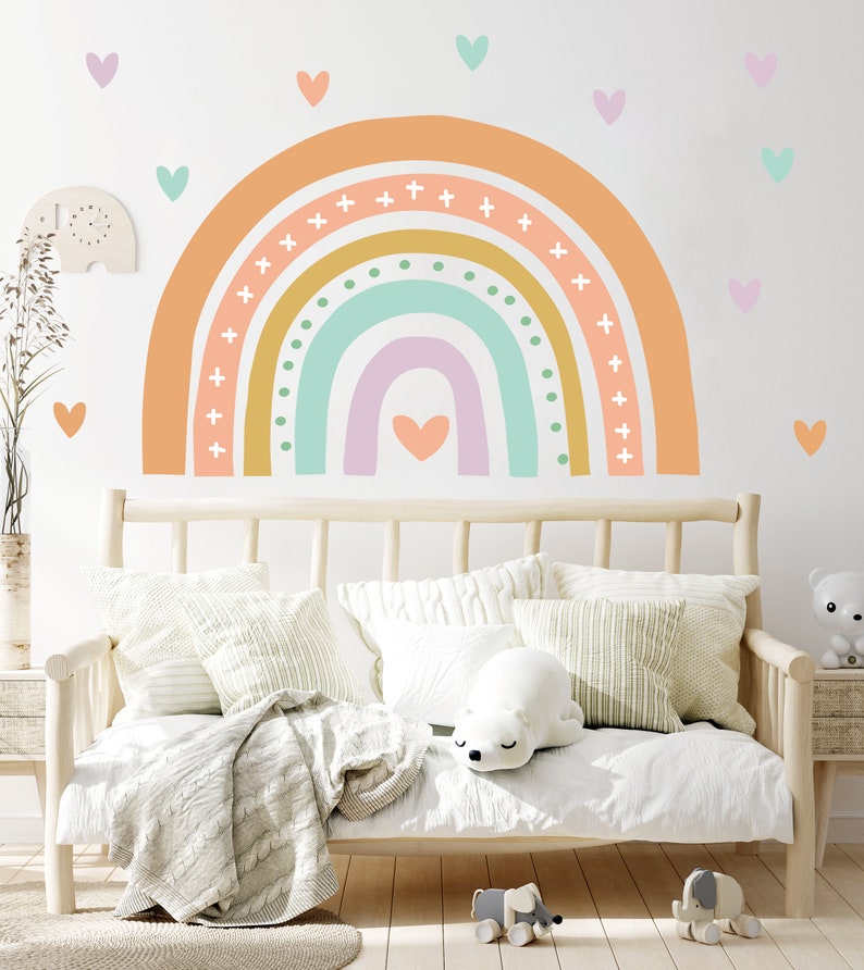 Rainbow Wall Decals Hand Drawn Rainbow Wall Sticker Boho - Etsy