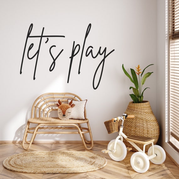 Playroom Vinyl Decal, Kids Let's Play Sign, Nursery Wall Letters Decor