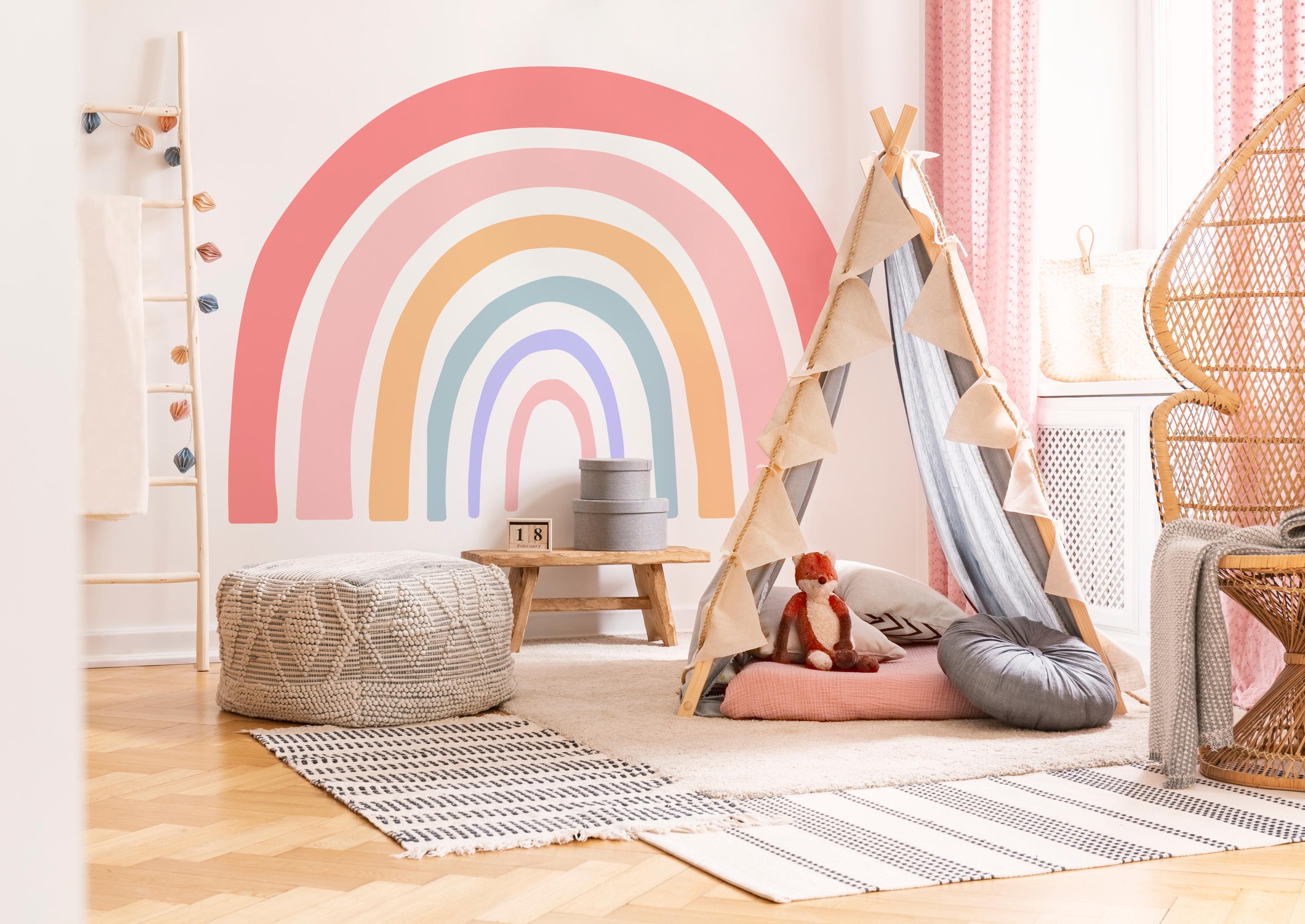 Pastel Rainbow Wall Decal: Boho Nursery Watercolor Stickers - Etsy