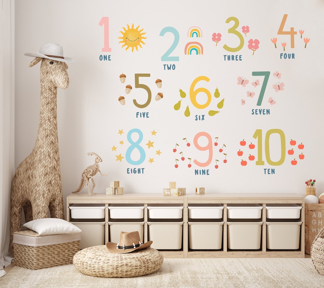 Nursery Rainbow Numbers Wall Sticker , Playroom Wall Decal, Kids