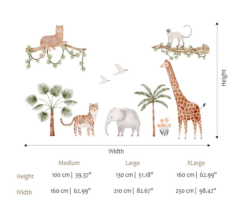 Watercolor Safari Animals Wall Decal Set: Peel & Stick Nursery Decor - Etsy