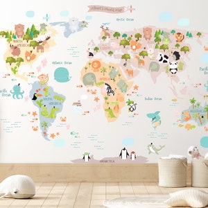 Weltkarte Wandtattoo, Kinderzimmer Wandtattoo, Weltkarte Aufkleber, Kinderzimmer Wandtattoo