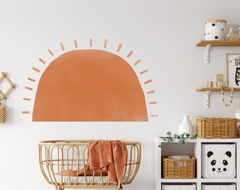 Sun Wall Decal, Boho Kids Sun Wall Decal, Boho Headboard Nursery Decor, Scandinavian Nursery, Watercolor Sun Sticker