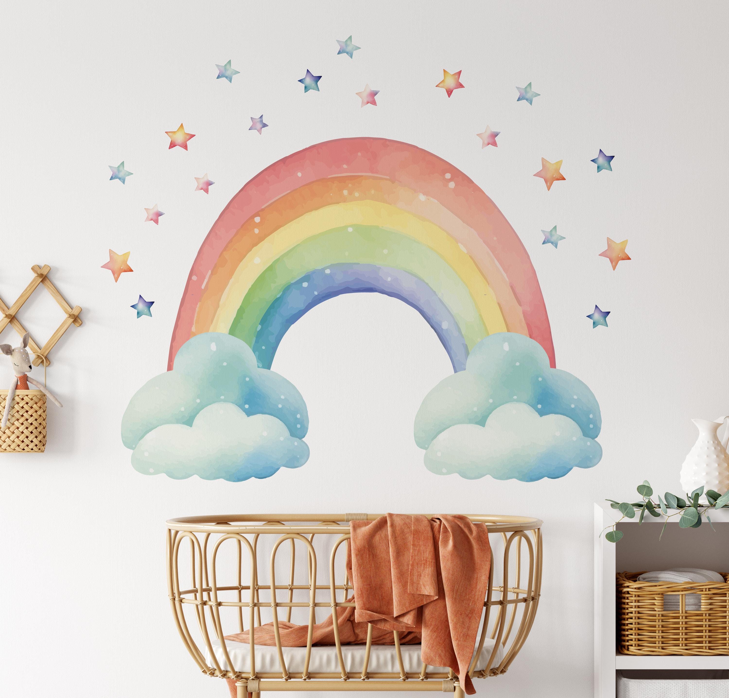 Pastel Rainbow Wall Decal: Boho Nursery Watercolor Stickers - Etsy