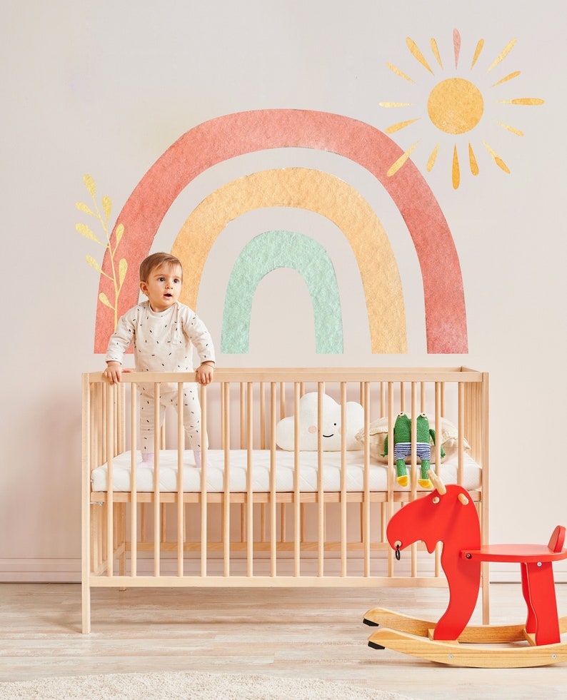 Pastel Rainbow Wall Decal: Boho Nursery Sticker, Kids Room Decor - Etsy